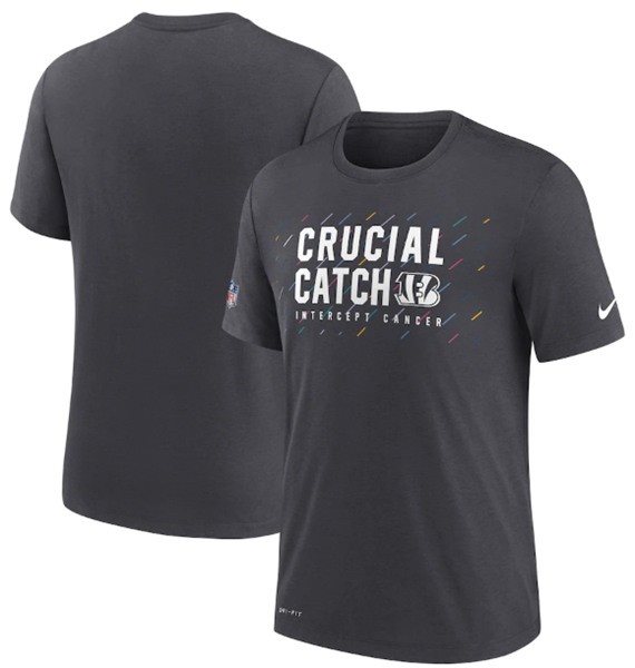 NFL Bengals Charcoal 2021 Crucial Catch Performance T-Shirt