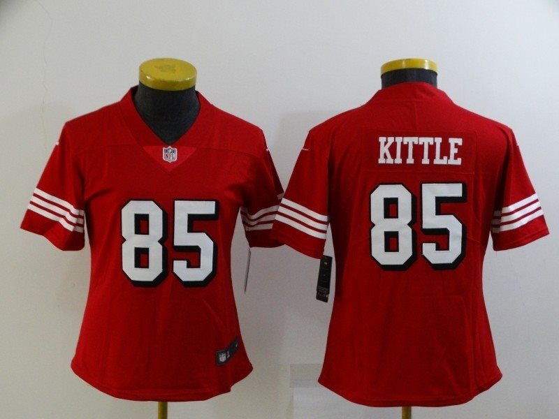 Nike 49ers 85 George Kittle Red Throwback Vapor Limited Women Jersey