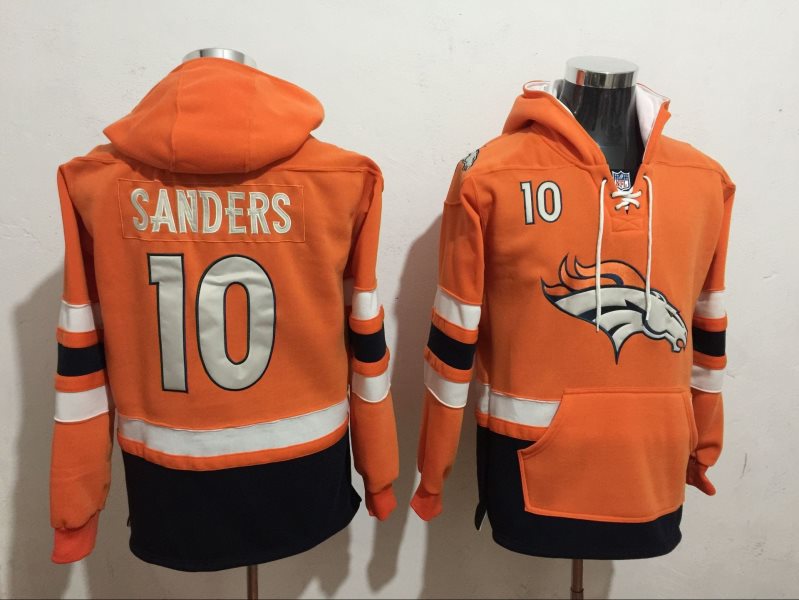NFL Denver Broncos 10 Emmanuel Sanders Orange All Stitched Hooded Men Sweatshirt