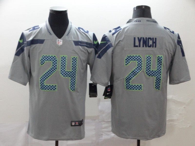 Nike Seahawks 24 Marshawn Lynch Gray Vapor Untouchable Limited Men Jersey