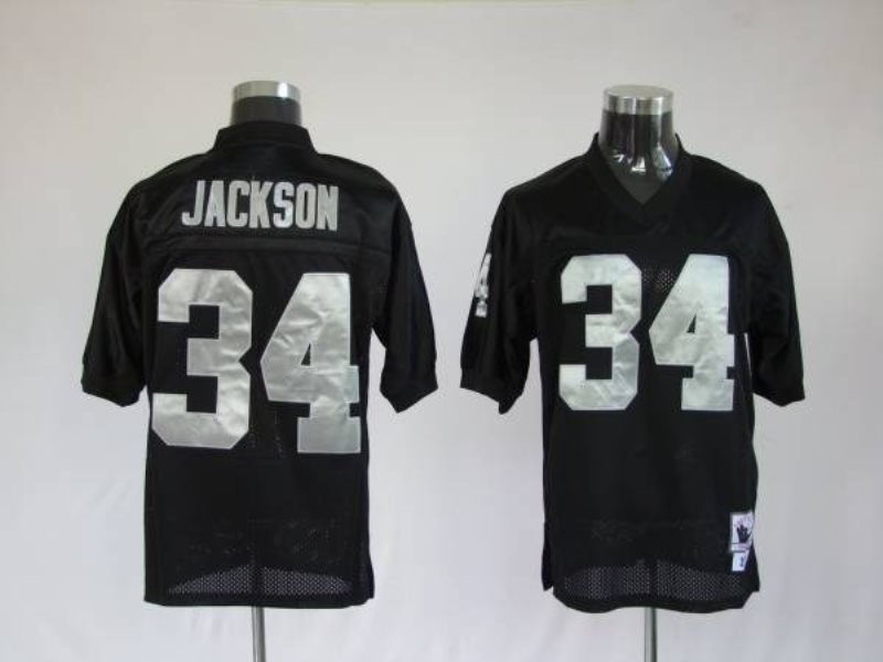 NFL Raiders 34 Bo Jackson Black Throwback Men Jersey