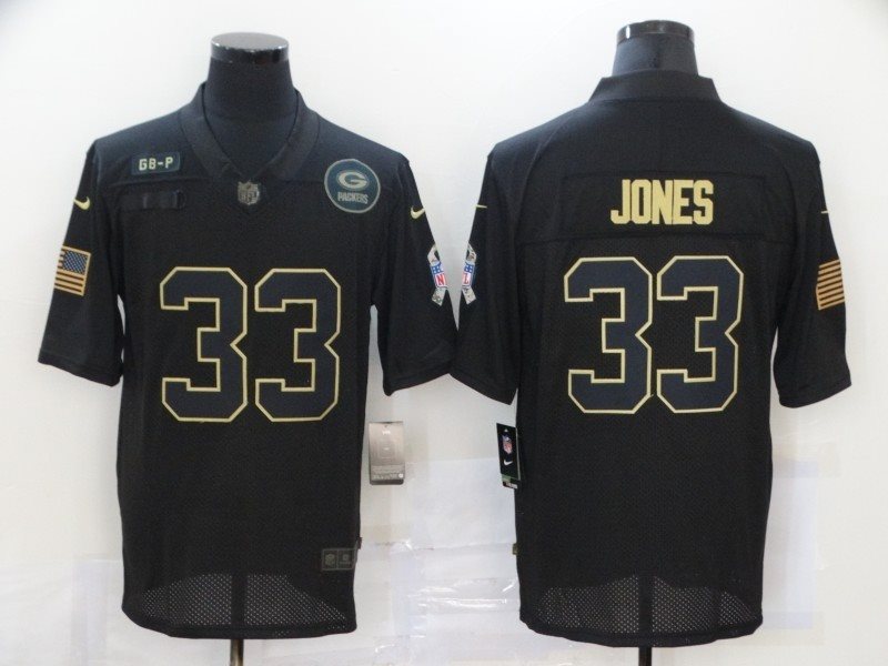 Nike Packers 33 Aaron Jones 2020 Black Salute To Service Limited Men Jersey