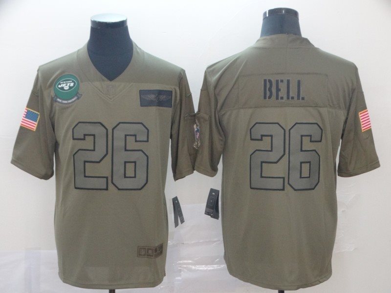 Nike Jets 26 Le'Veon Bell 2019 Olive Salute To Service Limited Men Jersey