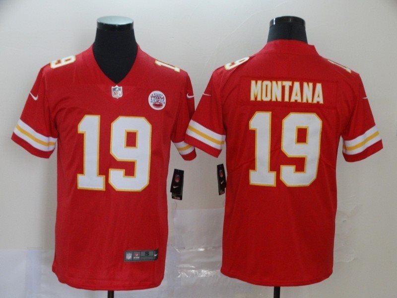 Nike Chiefs 19 Joe Montana Red Vapor Untouchable Limited Men Jersey