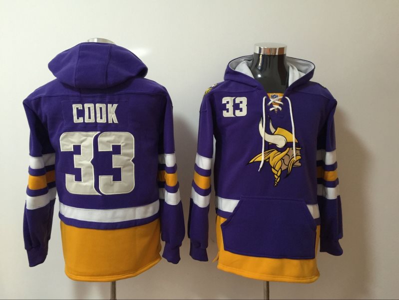 Nike Vikings 33 Dalvin Cook Purple All Stitched Hooded Men Sweatshirt