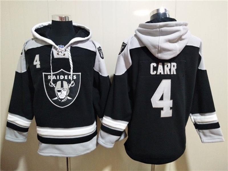 NFL Raiders 4 Derek Carr Ageless Must-Have Lace-Up Pullover Hoodie Sweatshirt