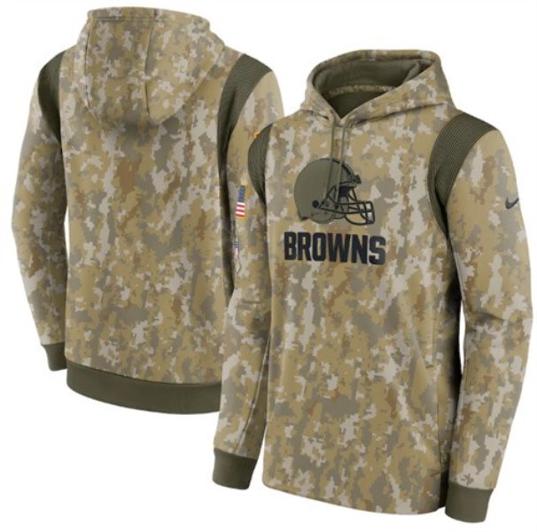 Nike Cleveland Browns Camo 2021 Salute To Service Therma Performance Pullover Hoodie