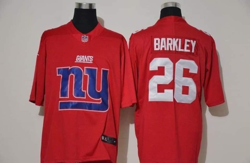 Nike Giants 26 Saquon Barkley Red Team Logo Fashion Limited Men Jersey