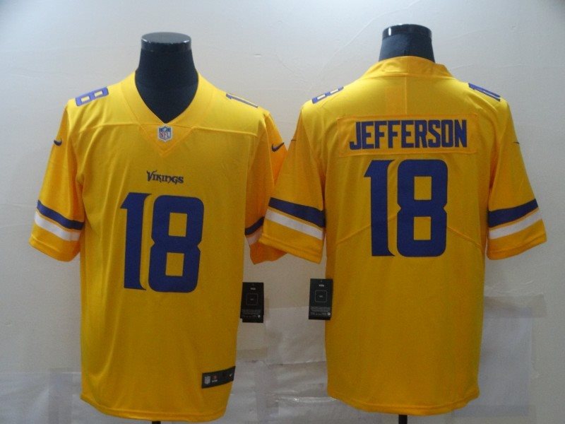 Nike Vikings 18 Justin Jefferson Yellow Inverted Legend Limited Men Jersey