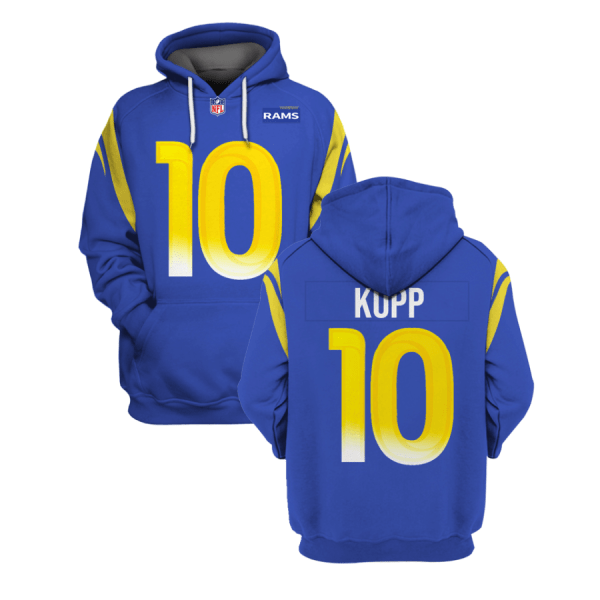 NFL Rams 10 Cooper Kupp Royal 2021 Stitched New Hoodie