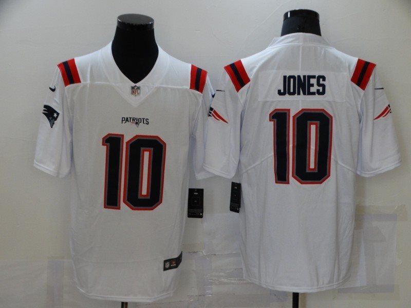 Nike Patriots 10 Mac Jones White 2021 Draft Vapor Limited Men Jersey