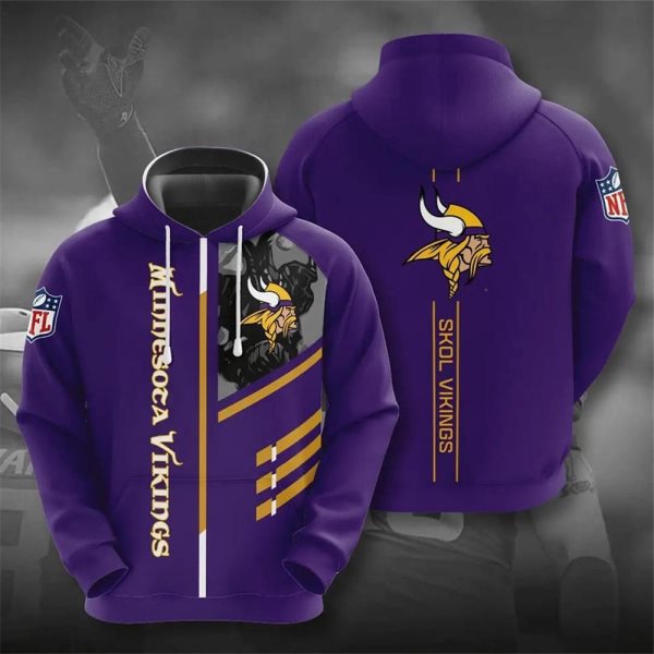 NFL Minnesota Vikings 3D Purple Hoodie Sweatshirt