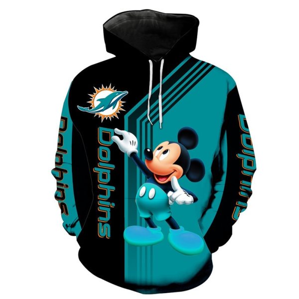 NFL Miami Dolphins Disney Mickey Mouse Pullover Hoodies