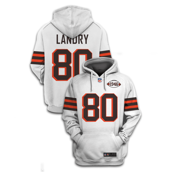 NFL Browns 80 Jarvis Landry White 2021 Stitched New Hoodie