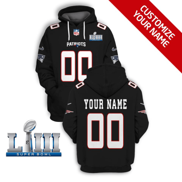 NFL Patriots Customized Blue Super Bowl LIII 2021 Stitched New Hoodie