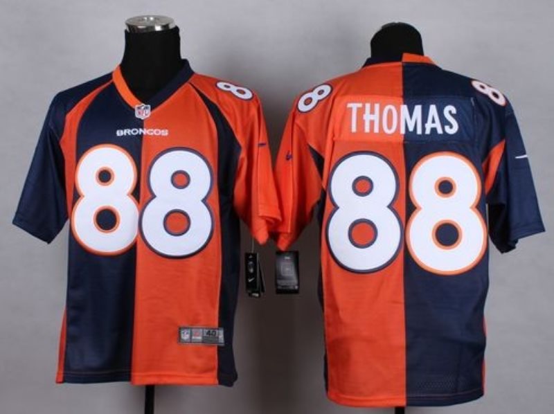 Nike Broncos 88 Demaryius Thomas Orange With Navy Blue Men Stitched NFL Elite Split Jersey