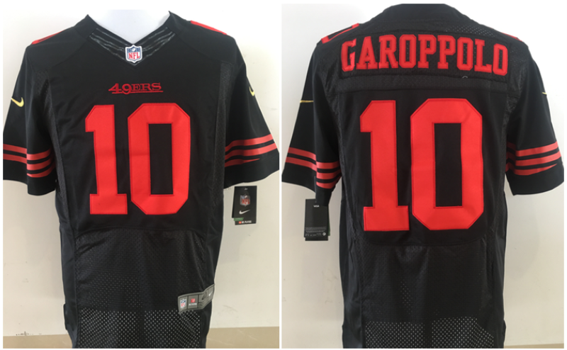 Nike NFL 49ers 10 Jimmy Garoppolo Black Elite Men Jersey