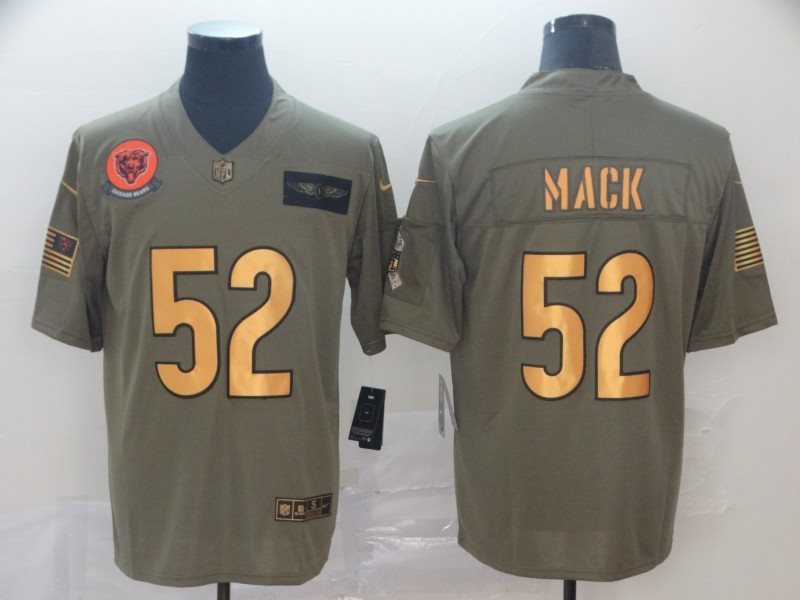Nike Bears 52 Khalil Mack 2019 Gold Olive Salute To Service Limited Men Jersey