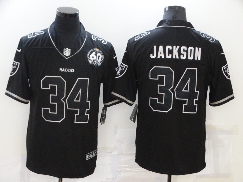 Nike Raiders 34 Jackson Black 60th Shadow Vapor Limited Men Jersey