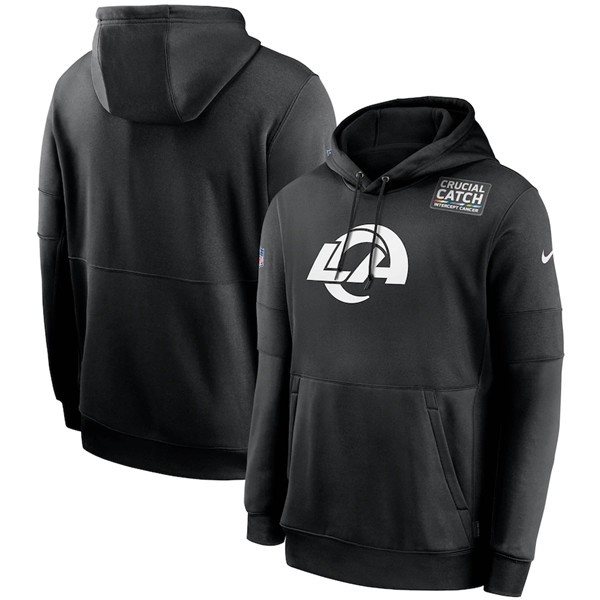 NFL Los Angeles Rams 2020 Black Crucial Catch Sideline Performance Pullover Hoodie