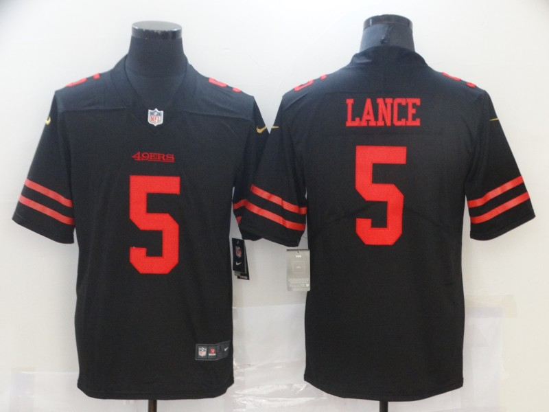 Nike 49ers Trey Lance Black 2021 NFL Draft Vapor Limited Men Jersey