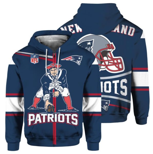 NFL New England Patriots Football Logo 3D Hoodie Sweatshirt
