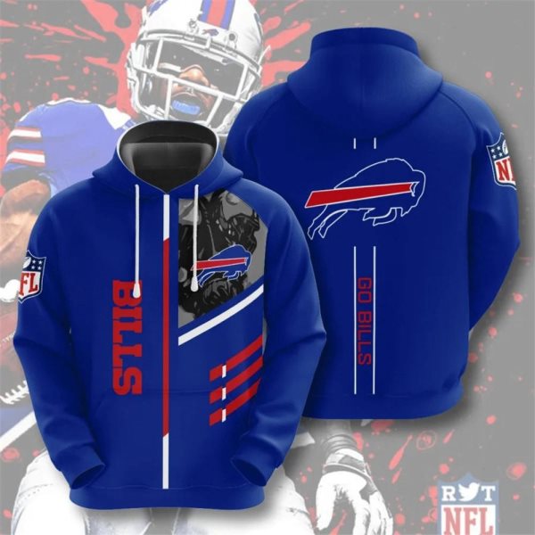 NFL Buffalo Bills 3D Royal Hoodie Sweatshirt