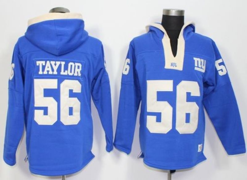 New York Giants 56 Lawrence Taylor Royal Blue Player Winning Method Pullover NFL Sweatshirt Hoodie