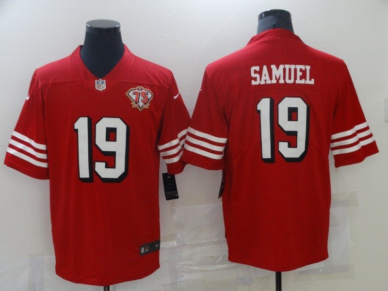 Nike 49ers 19 Deebo Samuel Red with 75th patch Vapor Limited Men Jersey