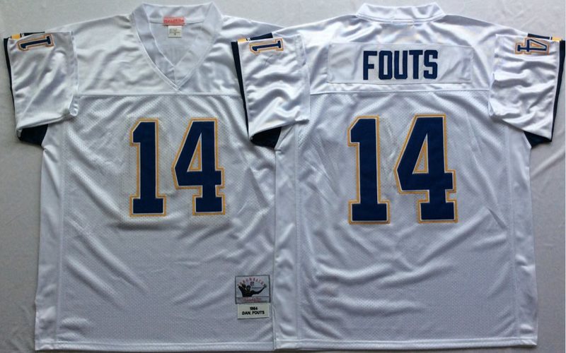 Mitchell and Ness NFL Chargers 14 Dan Fouts White Throwback Jersey