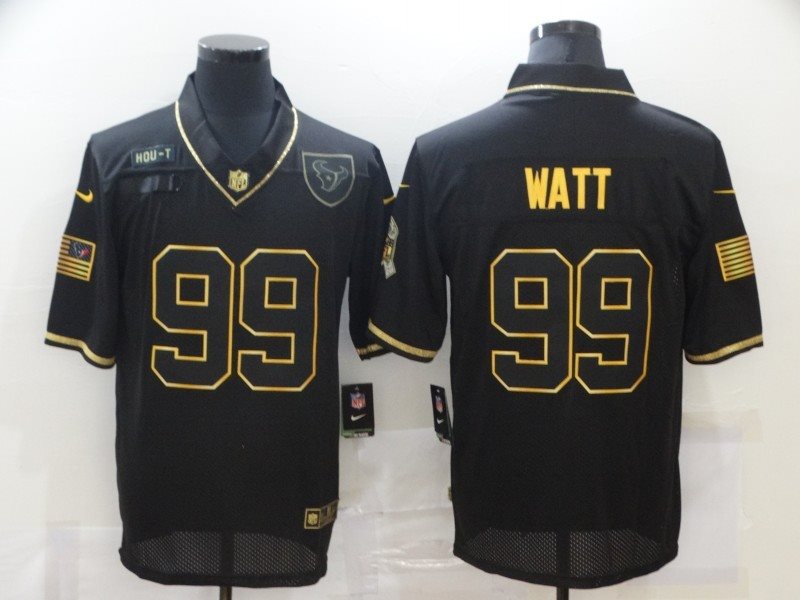 Nike Texans 99 J.J. Watt 2020 Black Gold Salute To Service Limited Men Jersey