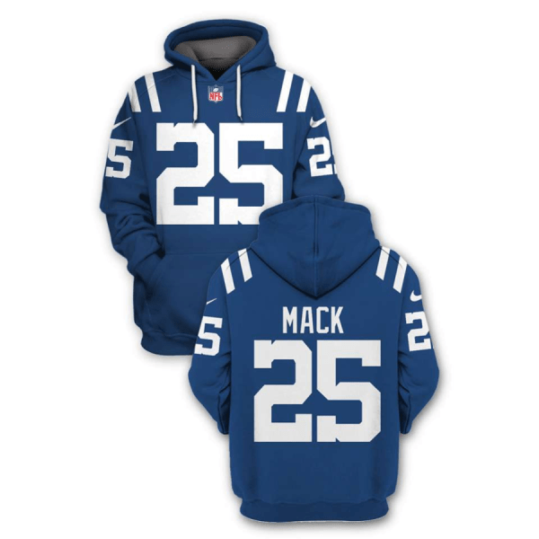 NFL Colts 25 Marlon Mack Blue 2021 Stitched New Hoodie