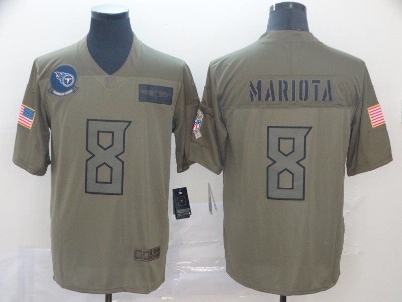 Nike Titans 8 Marcus Mariota Olive 2019 Salute To Service Limited Men Jersey
