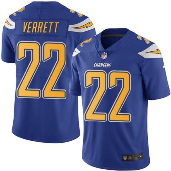 Nike NFL Chargers 22 Jason Verrett Electric Blue Color Rush Men Limited Jersey