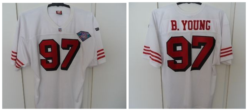 NFL 49ers 97 Bryant Young White Throwback Men Jersey