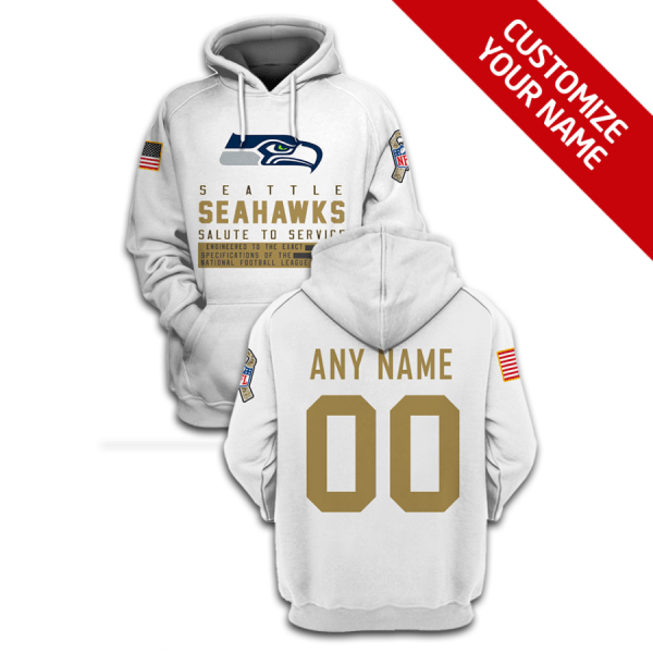 NFL Seahawks Customized White Gold 2021 Stitched New Hoodie
