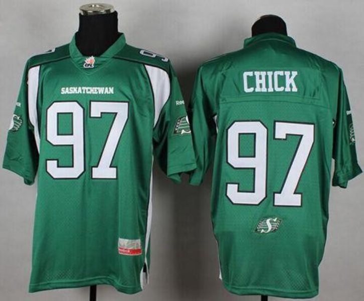 Roughriders 97 John Chick Green Stitched CFL Jersey