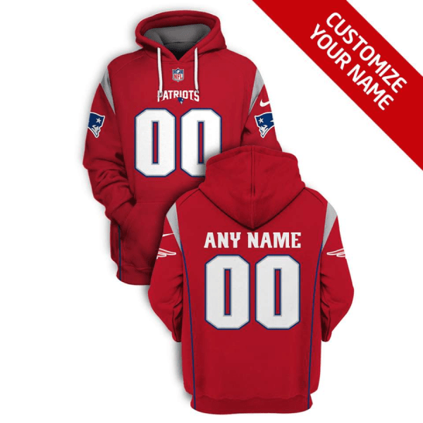 NFL Patriots Customized Red Color Rush 2021 Stitched New Hoodie