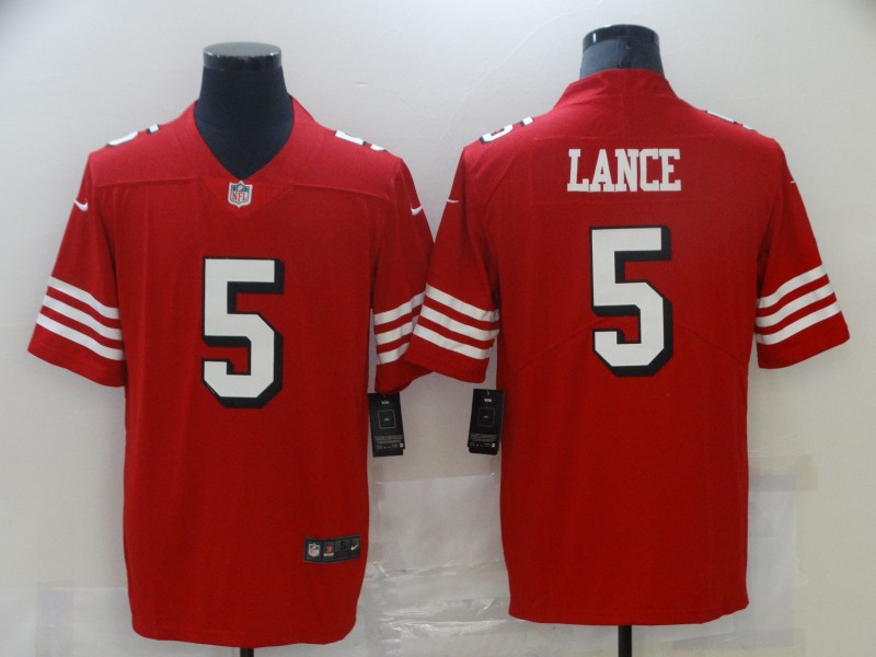 Nike 49ers Trey Lance Red 2021 NFL Draft Vapor Throwback Limited Men Jersey