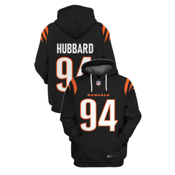 NFL Bengals 94 Sam Hubbard Black 2021 Stitched New Hoodie