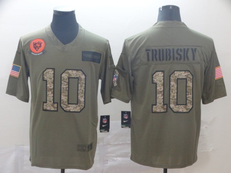 Nike Bears 10 Mitchell Trubisky 2019 Olive Camo Salute To Service Limited Men Jersey