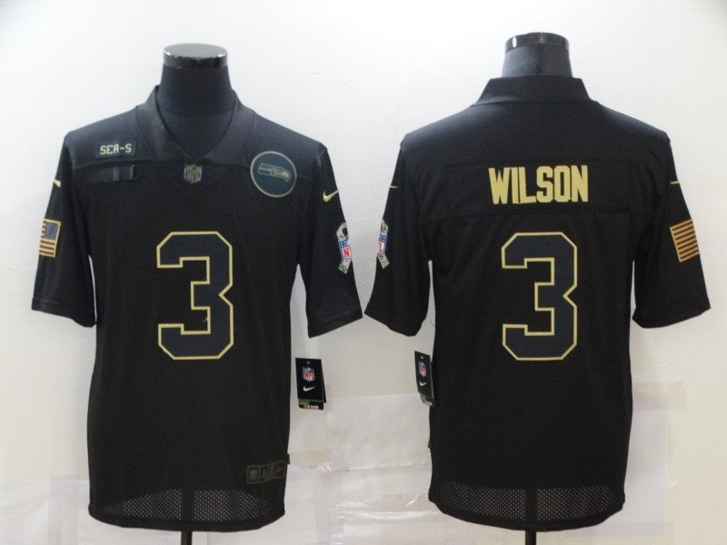 Nike Seahawks 3 Russell Wilson 2020 Black Salute To Service Limited Men Jersey