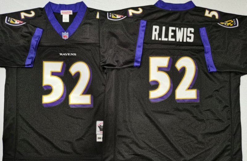 NFL Ravens 52 Ray Lewis Black M&N Throwback Men Jersey