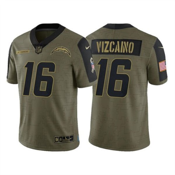 Nike Los Angeles Chargers 16 Tristan Vizcaino 2021 Olive Salute To Service Limited Men Jersey