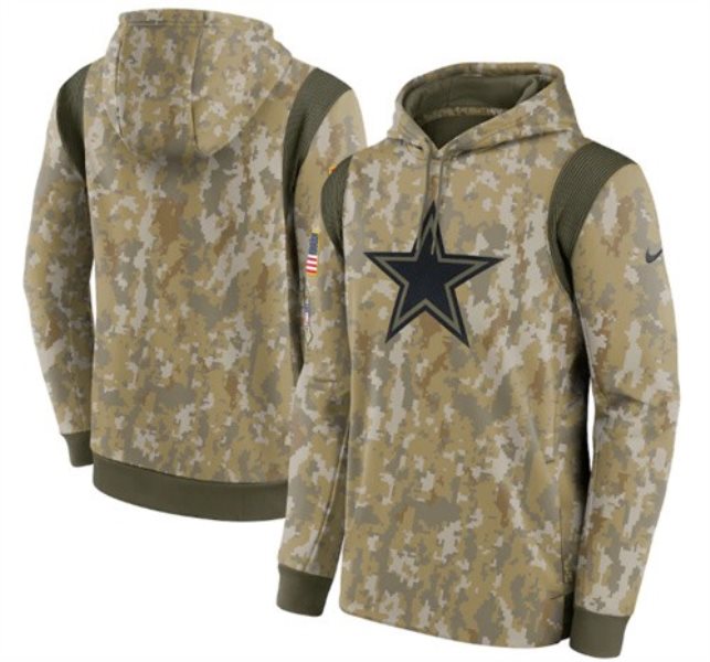 Nike Dallas Cowboys Camo 2021 Salute To Service Therma Performance Pullover Hoodie