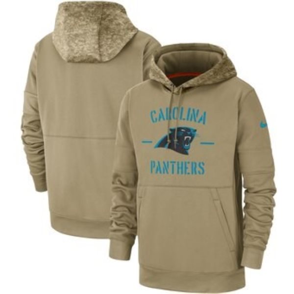 Nike Carolina Panthers Tan 2019 Salute To Service Sideline Therma Pullover Hoodie