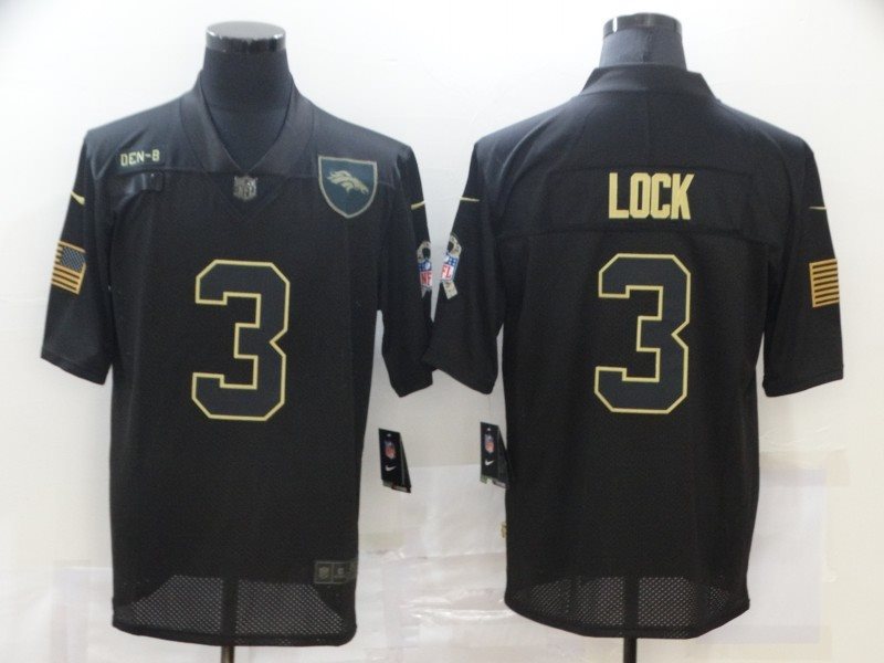 Nike Broncos 3 Drew Lock 2020 Black Salute to Service Limited Men Jersey