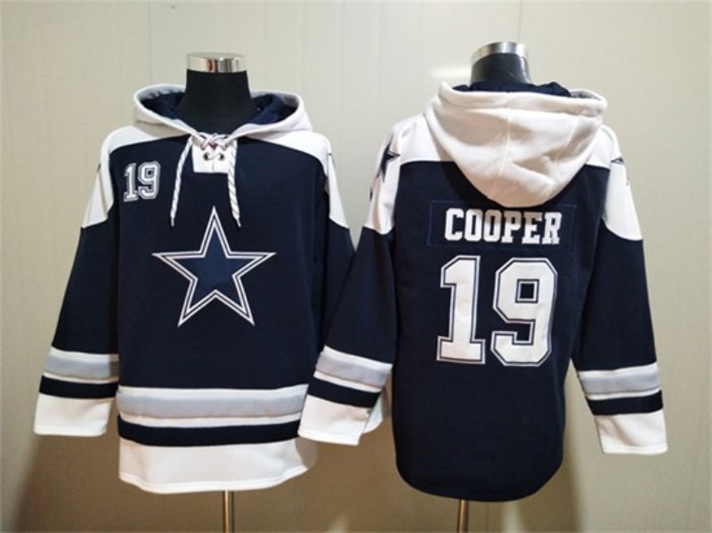 NFL Cowboys 19 Amari Cooper Navy Ageless Must-Have Lace-Up Sweatshirt Hoodie