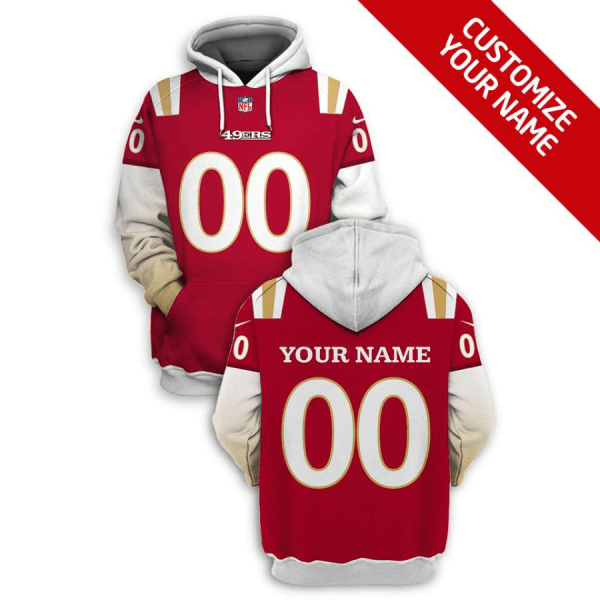 NFL 49ers Customized Red White 2021 Stitched New Hoodie