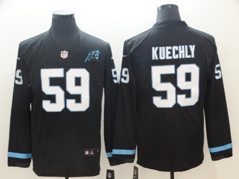 Nike Panthers 59 Luke Kuechly Black Therma Long Sleeve Men Jersey